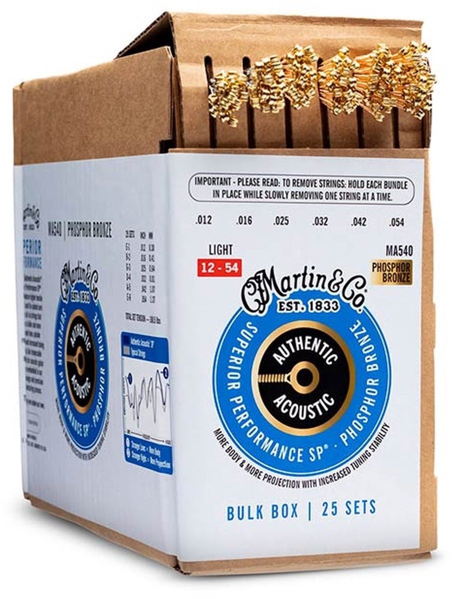Martin & Co MA540/BULK Phosphor Bronze Akoestische Gitaar Snaren Light 25-Pack (012–054)
