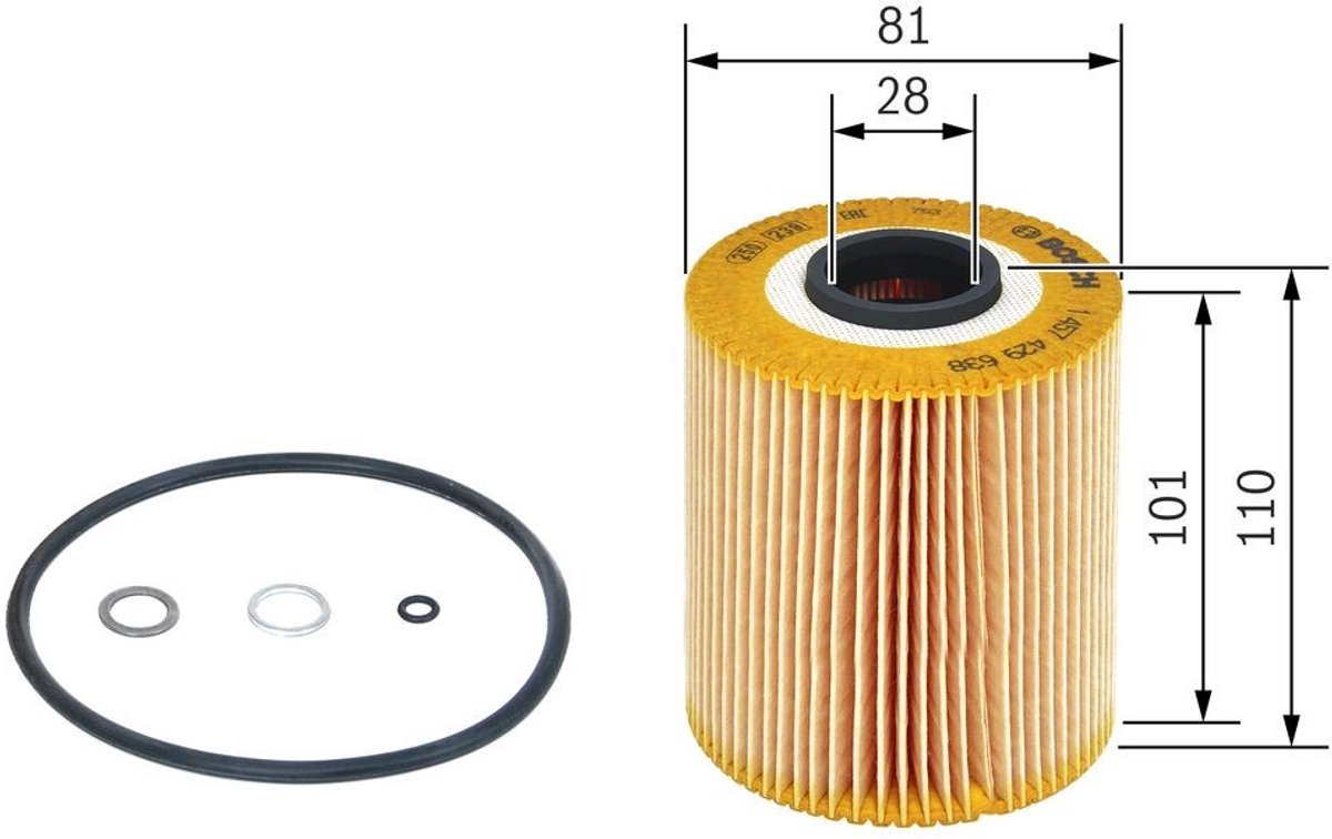 Bosch Oliefilter P9638 | 1457429638 | OEM 93185674 | 5650359 | 650166 | Opel Astra H J | Corsa D | Insignia A | Meriva B | Mokka | Zafira B C | Chevrolet Cruze Orlando Trax