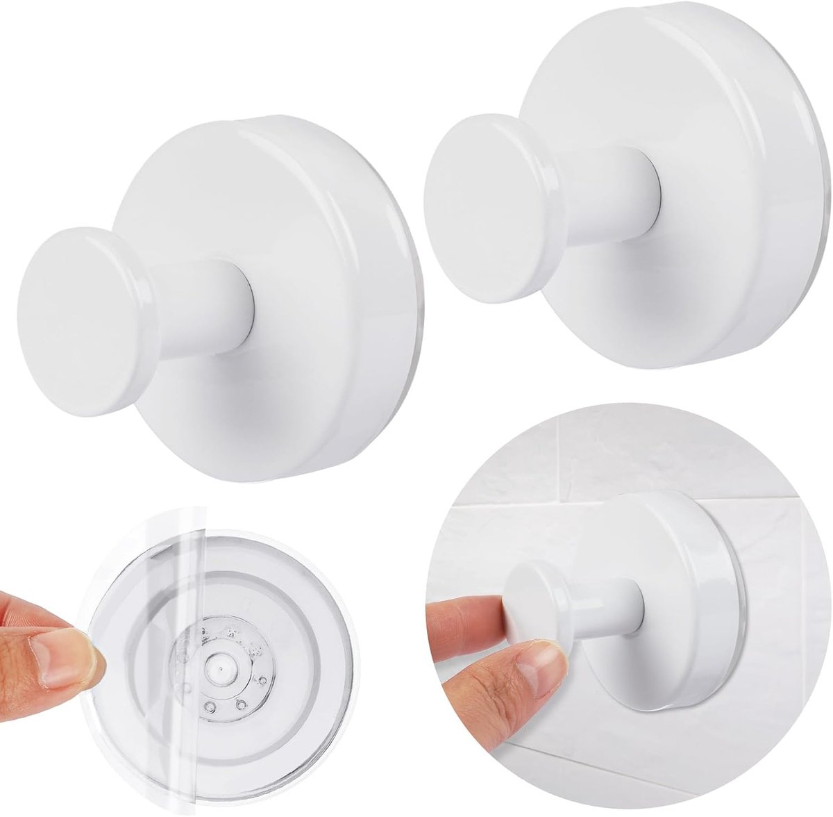 2 stuks zuignaphaken, zonder boren, wit, zuignappen, belastbaar 5 kg, handdoekhouder, handdoekhaak, kleefhaak, extra sterke wandhaak, voor badkamer, keuken, gladde ramen, muur, glas