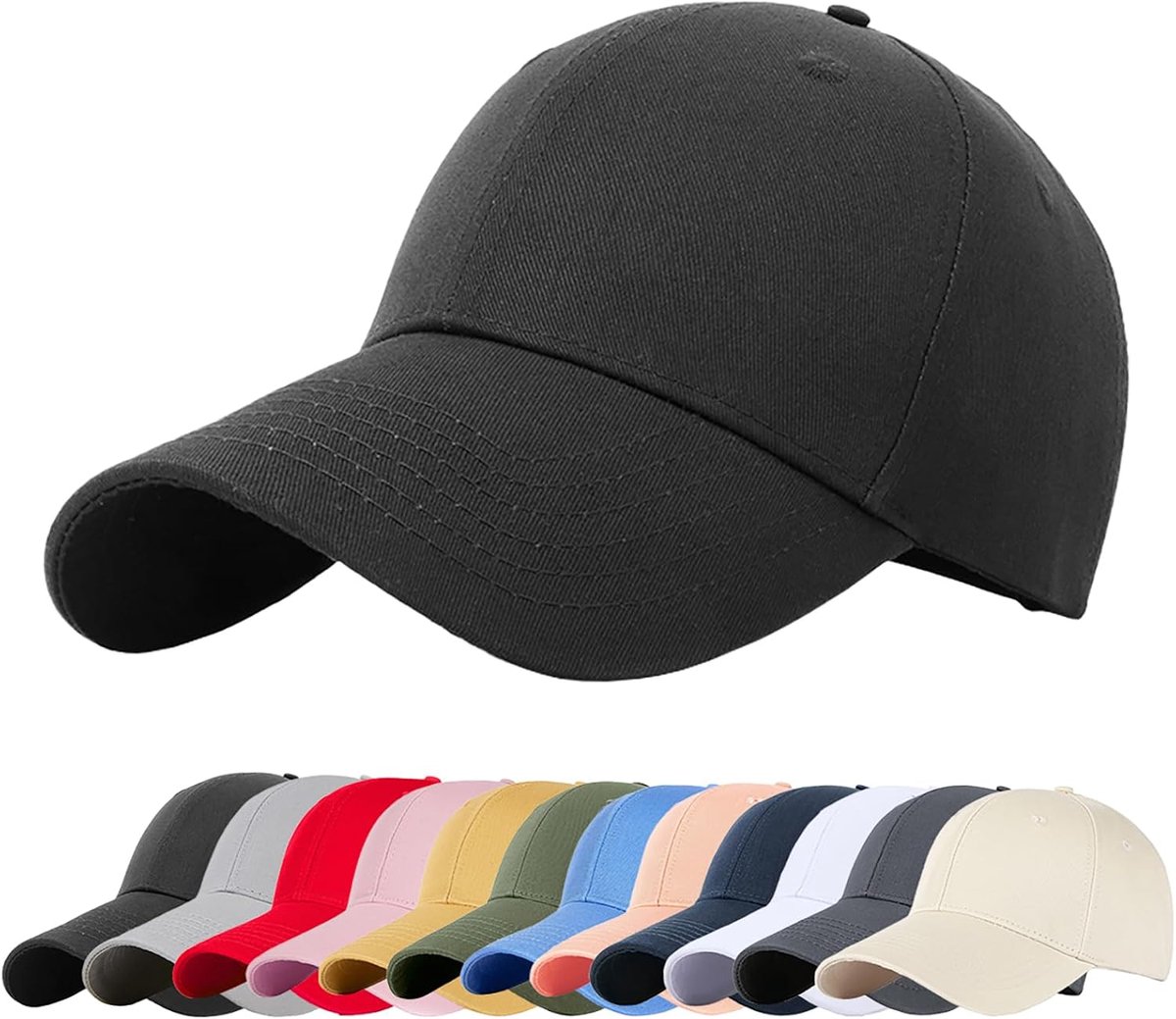 Plain Baseball Cap, Unisex Classic 6 Panel Verstelbare Casual Katoen Snapback Sluiting Anti UV Zomer Sport Zonneklep Hoed