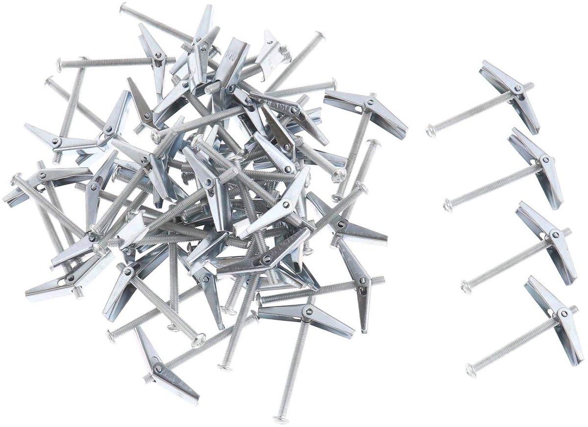 50 stks Roest Weerstand Ronde Kop M4 Lente Toggle Ankers Bout Wing Moer Assortiment Kit voor Opknoping Items