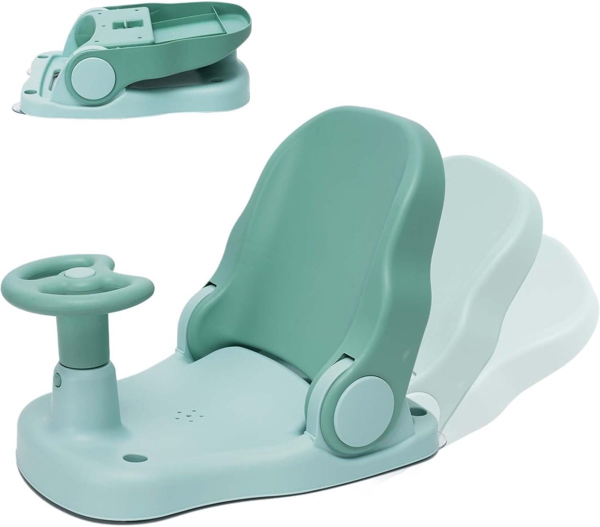 Baby-badzitje met verstelbare rugleuning, opvouwbare baby-douchezitting met sterke zuignap. Draagbare baby-/kind-badkuipzit voor baby's vanaf 6 maanden, groen'