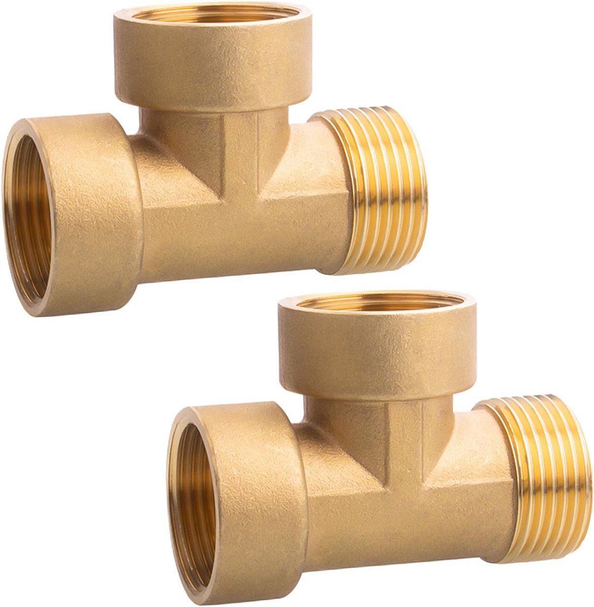 2 stuk T-stuk 2,5 cm, 1 inch messing 90° schroefdraadfitting, wateraansluitverdeler, 3-weg T-verbindingsstuk drinkwater