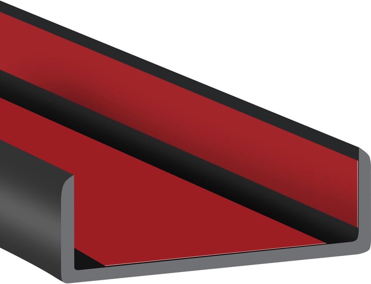 randafwerking, 50 mm zelfklevende flexibele U-kanaalrandbeschermer voor multiplex, deuren, brede U-vormige randafwerking, randafwerking, zwarte kleur, 6 m