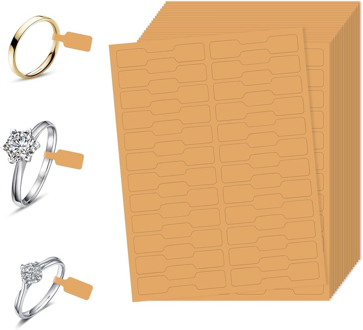 600st Sieraden Prijskaartjes Stickers, Ring Prijs Etiketten Zelfklevend Armband Tags Voor Verkoop & Prijzen Display Identificatie Tags Zonder Kleefstof in Vouwgedeelte Voor Ketting Ring