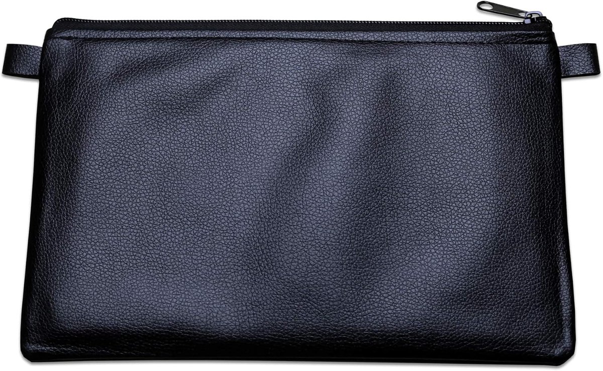 portemonnee met ritssluiting en lussen 27 x 17 cm kunstleer zwart voor documenten tot A5