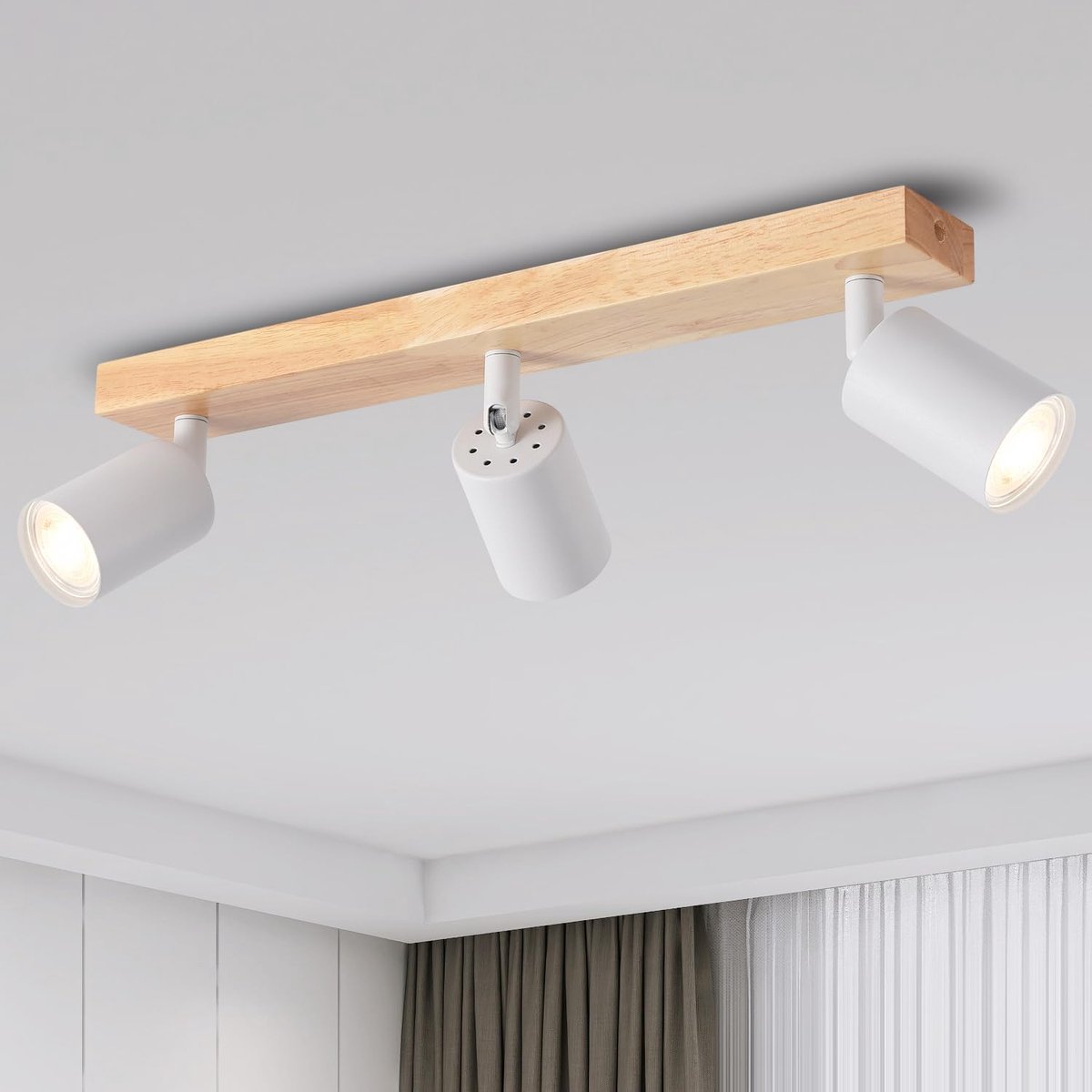 LED plafondspot wit hout 3-lichts plafondlamp GU10 plafondlamp LED zwart vintage wandlamp voor woonkamer, slaapkamer, keuken, kinderkamer, zonder lichtbron (EUS-EA