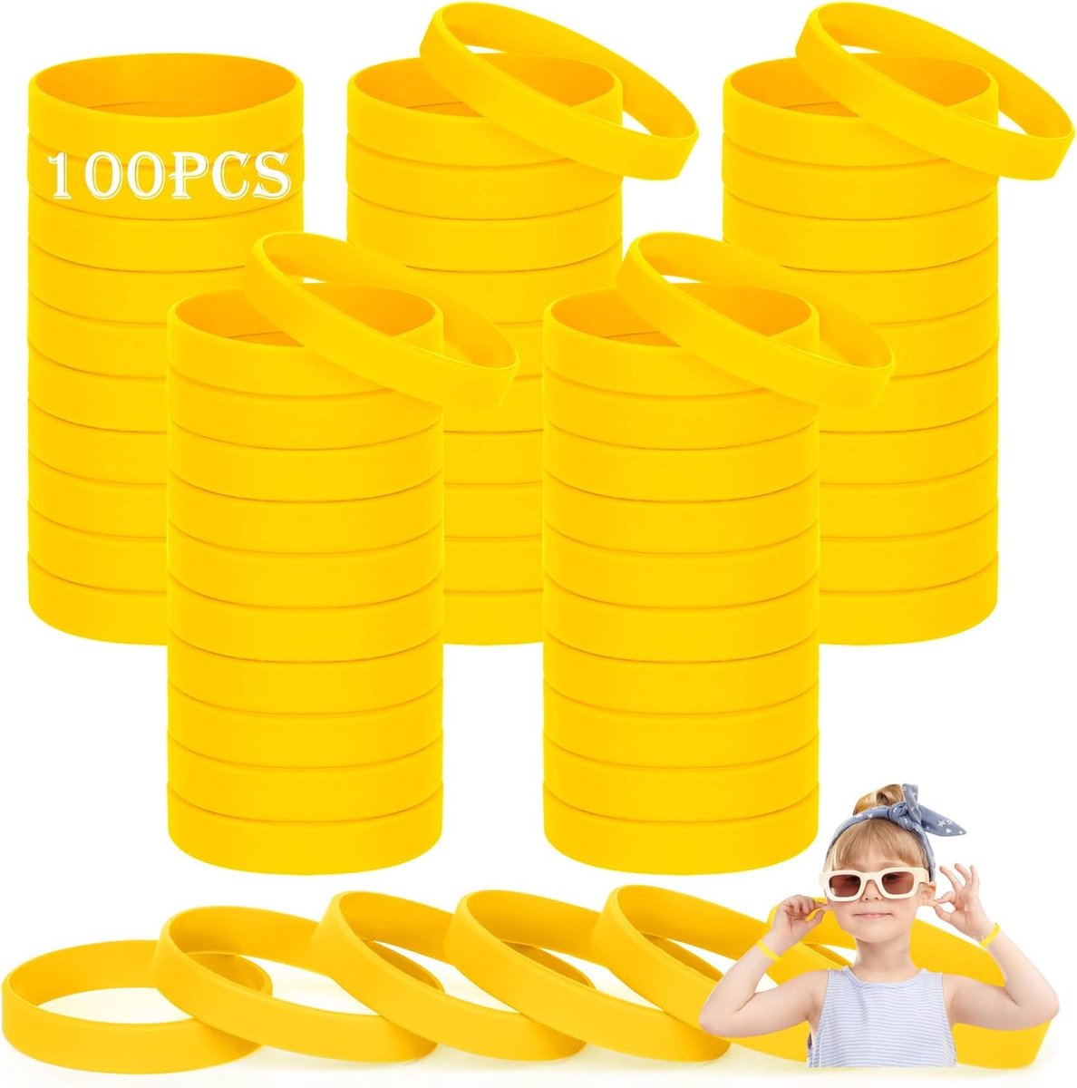 armband voor kinderen, 100 stuks rode siliconen armbanden, 6,3 inch gele siliconen armbanden, siliconen polsband, lege rubberen armbanden voor school, leraren, team, feesten