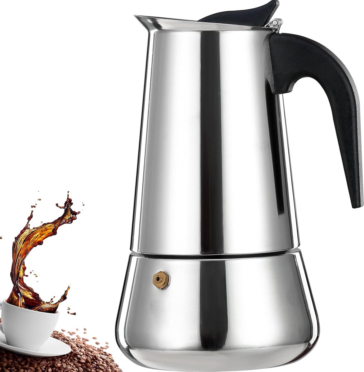 9 Cup Stovetop Espresso Maker Stainless Steel Moka Pot Espresso Maker Percolator Italian Coffee Maker Capable Mocha Coffee Machine Cafe Percolator Classic Maker for Home & Camping 450ml 15oz