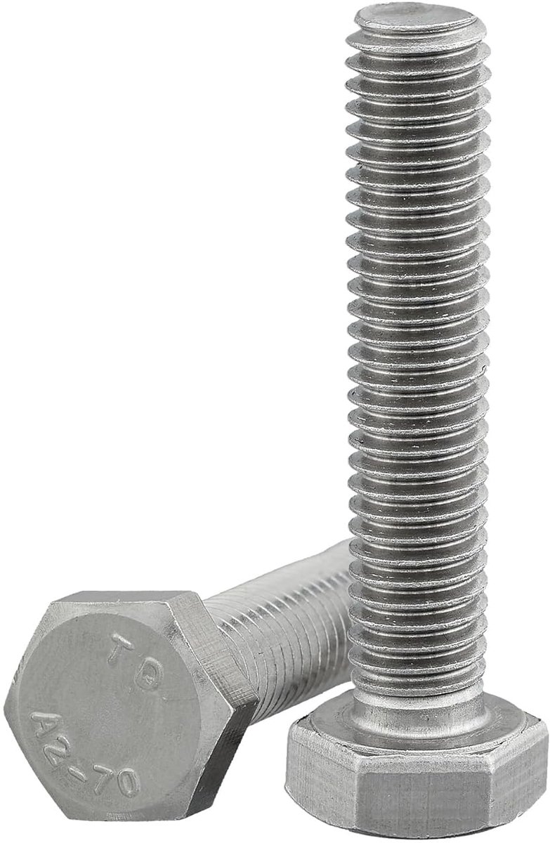 volgens norm DIN 933 / ISO 4017 roestvrij staal A2, V2A, volledig draad, machineschroef (verpakking van 25, M6 x 50 mm)