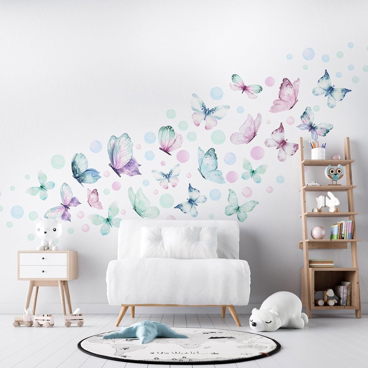 prachtige pastelkleurige vlinders en stippen muurstickers voor kinderkamermeubels pastel muursticker kleurrijke vlinder Muurdecoratie