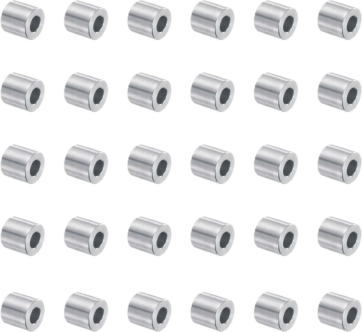 30 stuks aluminium afstandhouders 5 mm boring x 10 mm x 9,5 mm schroefafstandbus met glad oppervlak ronde metalen afstandhouders voor M5 schroeven, bouten en stangen