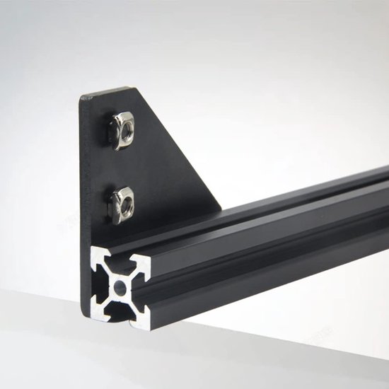 2020 hoekhouderplaat L-vorm 5 gaten 90 graden buiten verbindende plaat met M5 schroeven en T-moeren voor 20x20mm serie aluminium extrusieprofiel (zwart-2020 L-vorm) — afbeelding 5