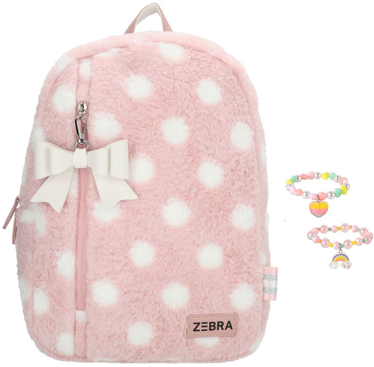 Zebra Rugzak Luna Pink Dots - rugtas, schooltas, kinderrugzak + armbandje