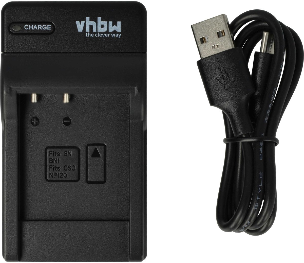 vhbw USB-C-oplader compatibel met Sony Cybershot DSC-W690, DSC-W650, DSC-W670, DSC-W710 camera/camcorder - oplaadstation + USB-C-kabel met oplaadindicator
