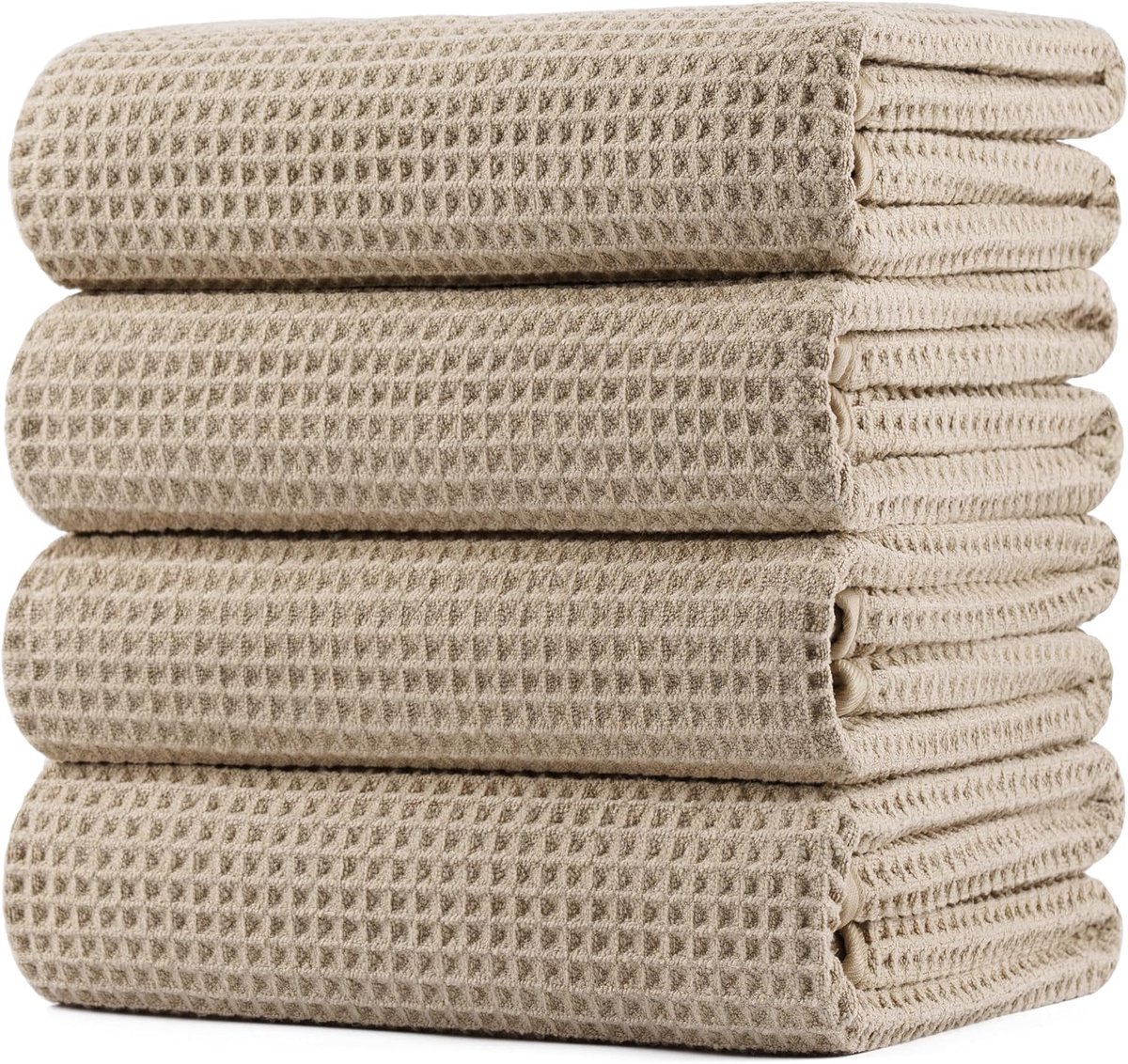 Badhanddoek microfiber wafel 430 GSM - 76,2x152,4cm - 4-pack extra groot - snel drogend en zacht - ShopVlot