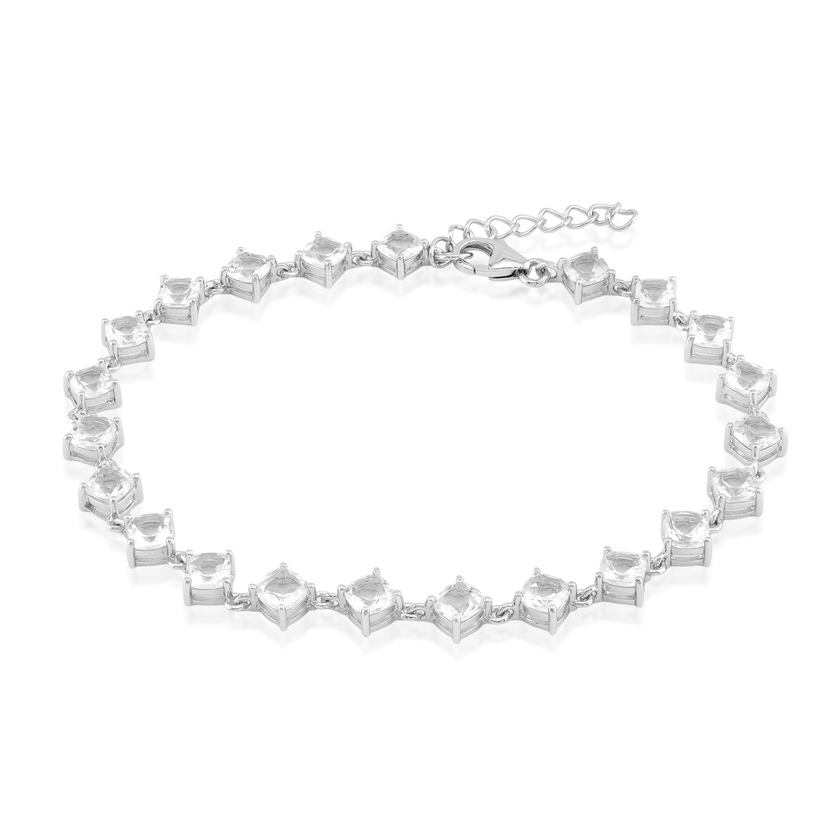 Cavill - Zilveren Armband 925 Sterling Zilver Gerhodineerd - Witte Topaas 7,354 ct - Verstelbare Armband - Elegante Antiek Slijpsel