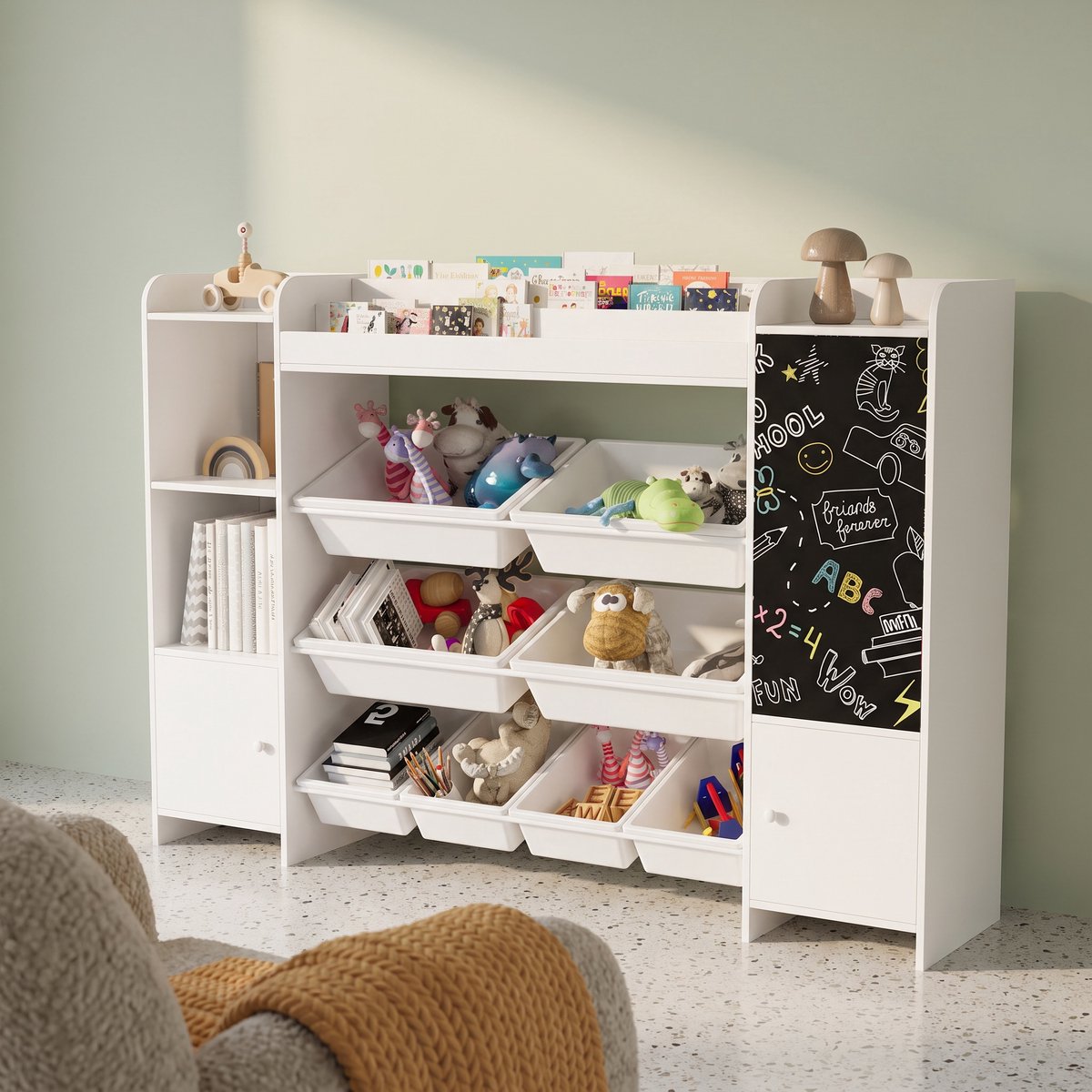 Kinderboekenkast, Speelkamerplank, Speelgoedopbergrek voor Kinderen van 3 tot 8 Jaar, Geschikt voor de Slaapkamer, Kinderkamer, Speelkamer