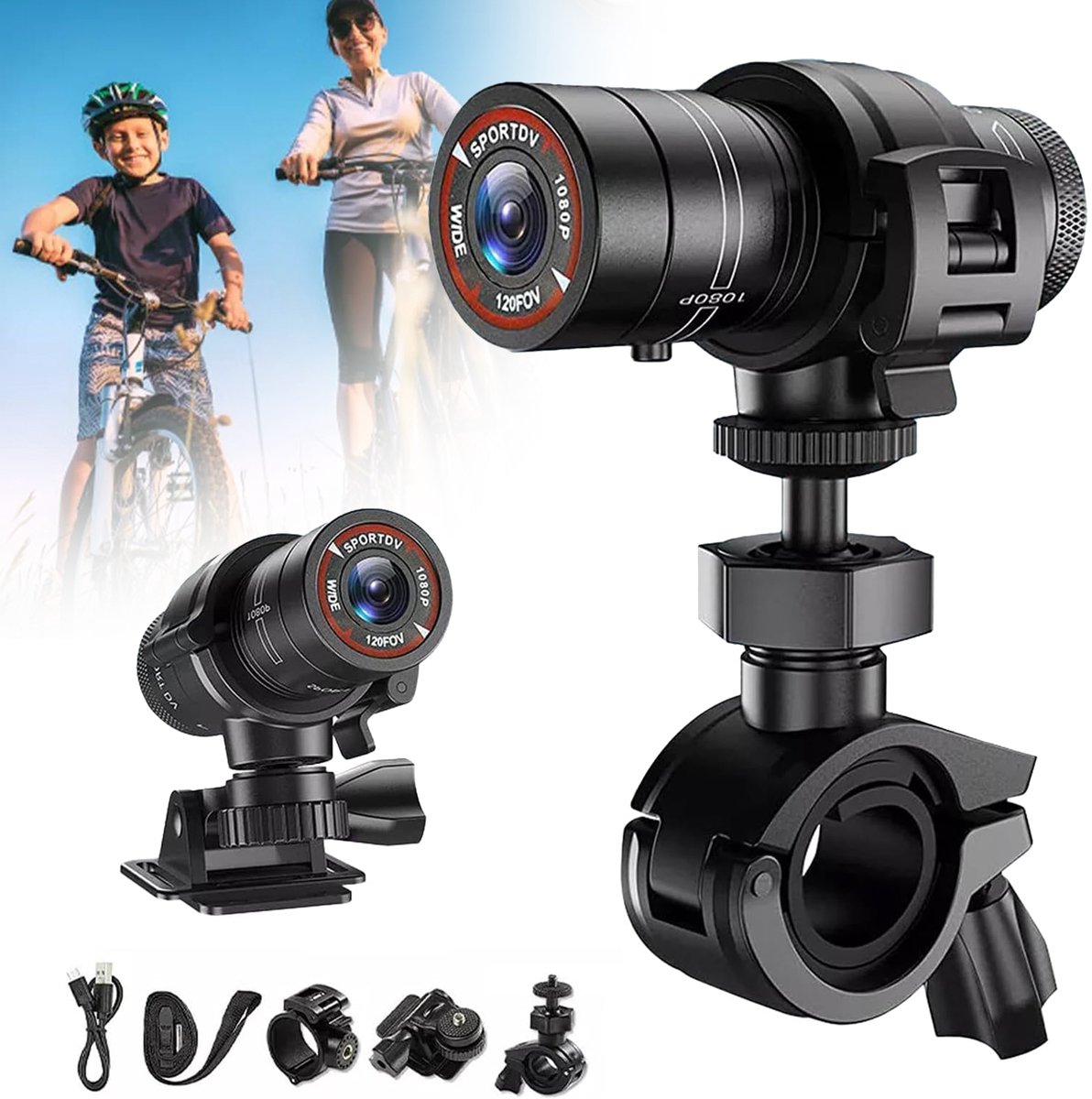1080P Helmcamera - Mini-Actiecamera - Videocamera Op Motorhelm - 120° Sport DV-Camcorder - Videorecorder Voor Fiets En Motorfiets