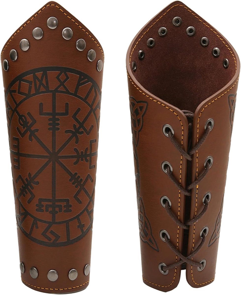 Armbeschermers, middeleeuwse renaissance, armbeschermers, leren armbeschermers, Vikingkostuum, accessoires voor Vikingen, piraten, Halloween, cosplay, carnaval, mannen, vrouwen