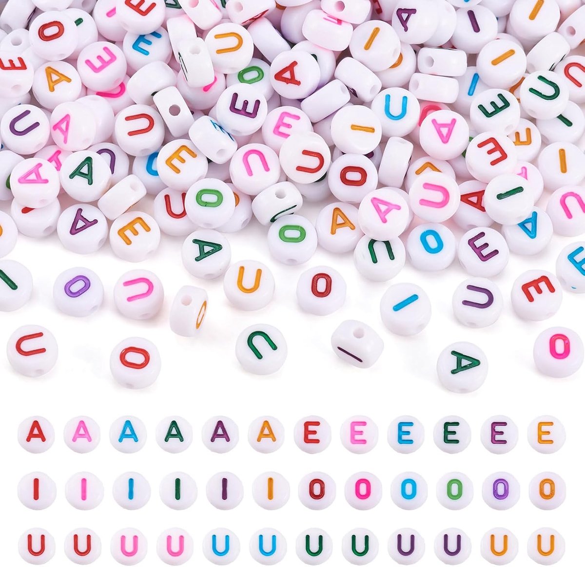 500 stuks kleurrijke acryl klinker letter kralen platte ronde acryl alfabet kralen A E I O U initiaal kralen voor DIY naam armband sieraden maken