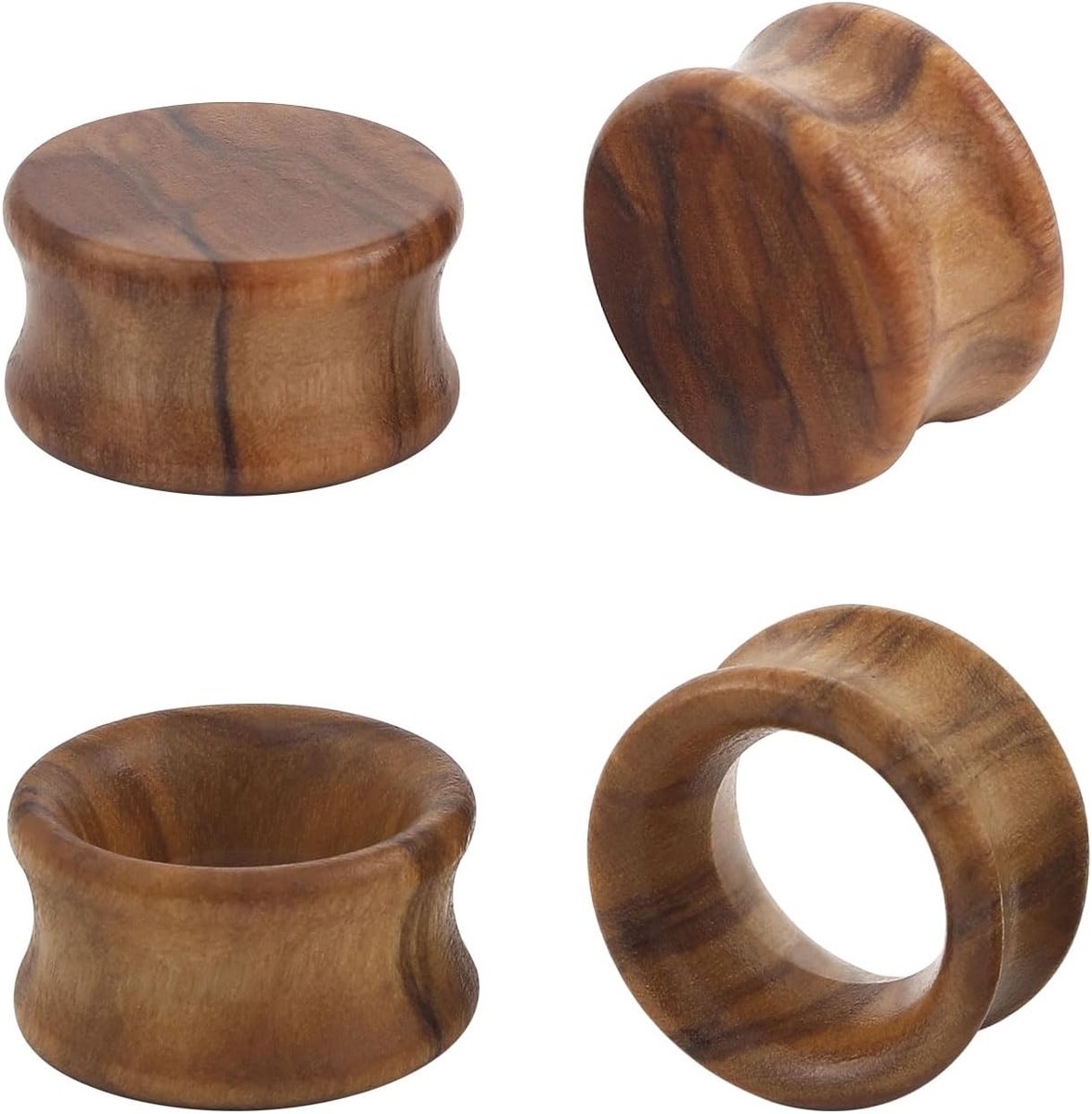 Set van 4 stuks houten flesh tunnel plugs set oor piercing sieraden zwart 8 mm 10 mm 12 mm 14 mm 16 mm 18 mm 20 mm