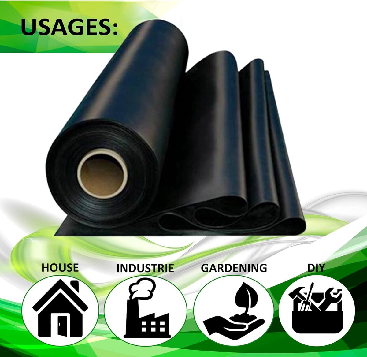 rubber op rol, rubberplaat, rubberfolie, SBR-rubber, 10 cm breed x 3 m lang, 3 mm dik, neopreen, fitnessvloer, rubberen plaat, voor rubberen sluitringen, anti-slip rubber