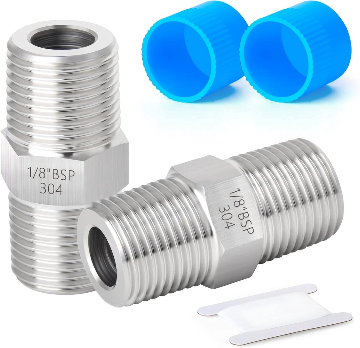 2 Pcs 1/8" Man BSP x 1/8" Mannelijke BSP Draad Gesmeed Rvs Hex Tepel Connector SUS 304 Buisleidingen