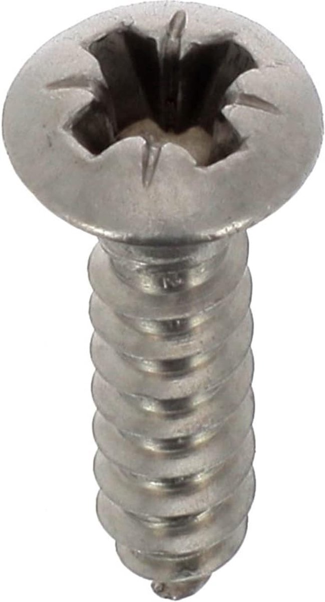 roestvrij staal, A4, gefreesd, gebogen, Pozidrive, 3,5 mm x 16 mm, DIN 7983, 25 stuks, zink wit