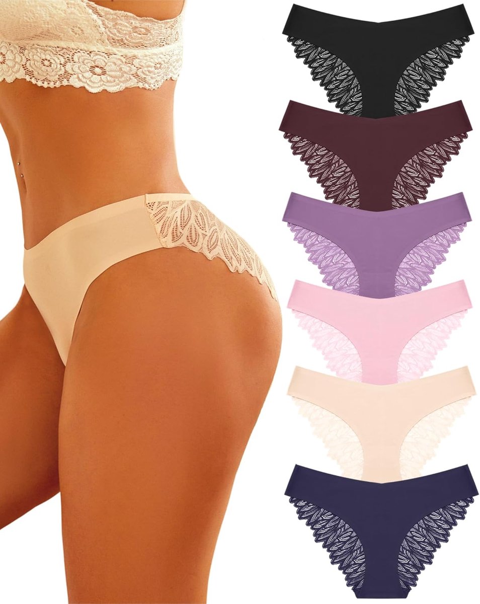 Naadloze slip voor dames, naadloos ondergoed, kant, hipster, vrouwen, sexy, V-taille, onderbroek, aangename pasvorm, 6 stuks, S-XL