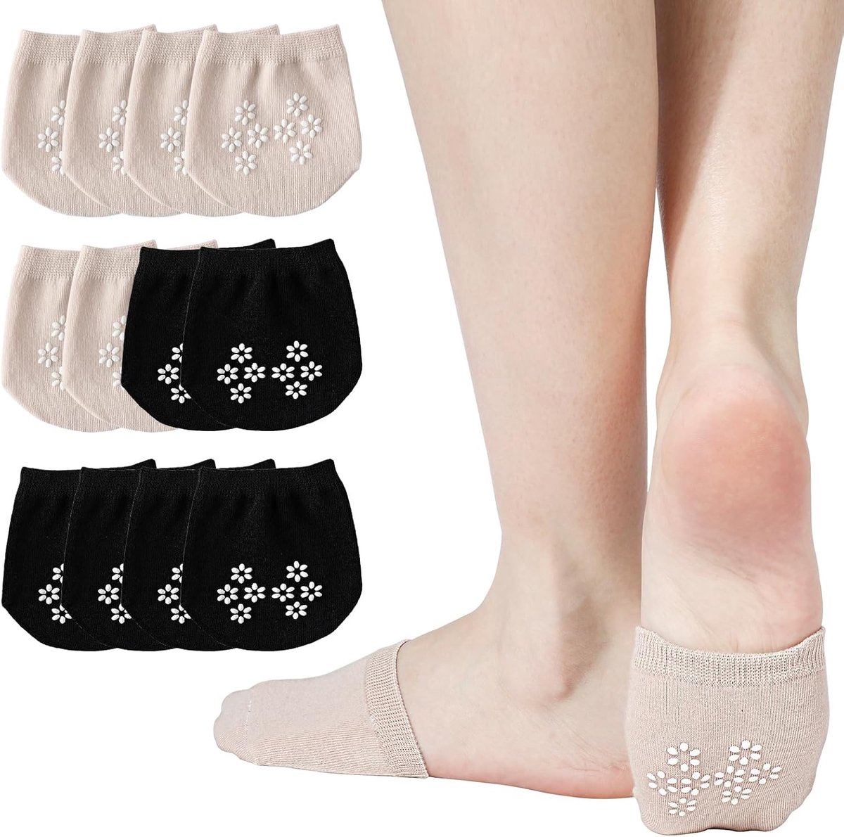Sokken voor de voorvoet, onzichtbaar, halve sokken voor dames, ademend, zweetabsorberend, teensokken voor schoenen, muiltjes en sandalen