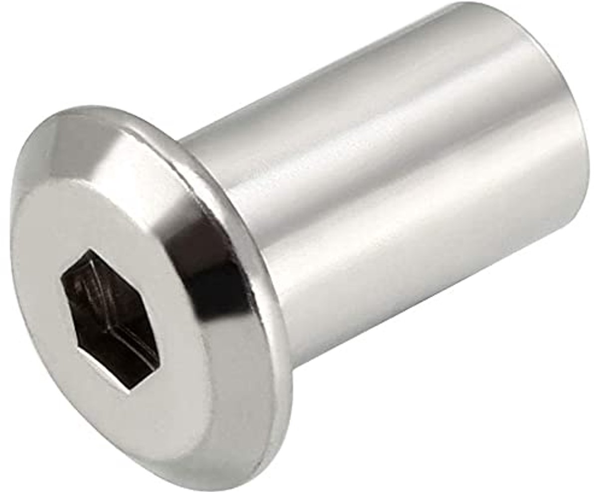 vatmoeren, inbuskop, inbrengen meubels zeskant inbusmoeren met platte kop, alan sleutelhuls zeskantmoer, verzinkt klinknagel zeskantbevestigingen voor 8mm stuks (50 pack)