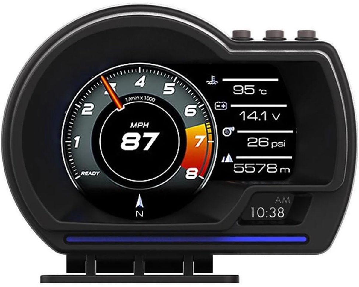 display voor auto, heads up display auto OBD, Head Up Display OBD2+GPS,OBD2 + GPS met verstelbare houder, snelheid, snelheidsmeter en waarschuwing voor alle voertuigen.