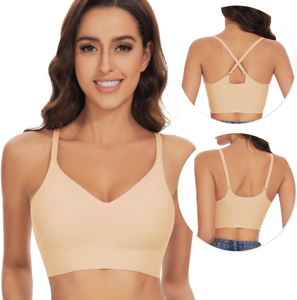 Naadloze BH Zonder Beugel Dames Bralette Gevoerd Comfortabel Beugelloos T-shirt BHS Pull-On Bra Crossback Comfortabele Zachte Bustier