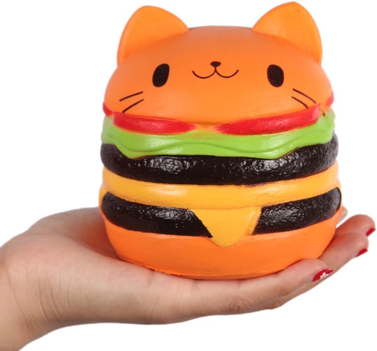 Squishies Hamburger Cat Jumbo Slow Rising Kawaii Bread Squishies Toy Prime voor collectiegift, kleur willekeurig