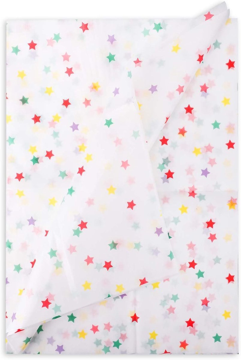 30 Vellen Sterrenvloeipapier, 50x70cm Geschenkvloeipapier Kleurrijk Sterpatroon Inpakpapier Decoratief Tissuepapier voor Kerstmis Bruiloft Verjaardagsfeestje DIY Ambachten
