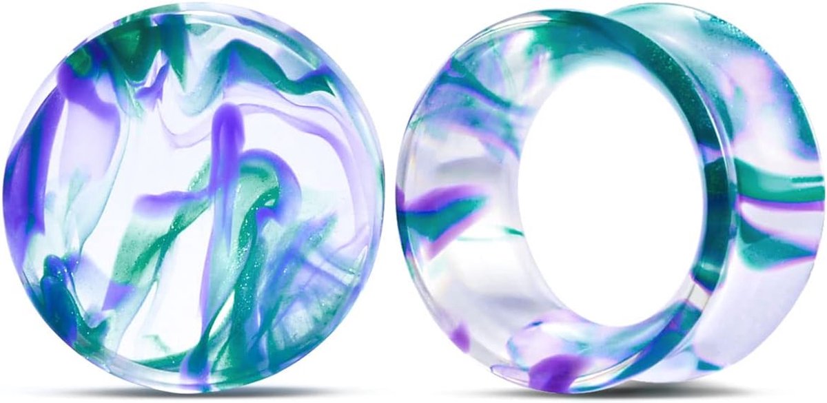 2 paar Matched Set Meters voor Oren Vlees Tunnels Kits Plugs Oorbellen Blauw Acryl Ear Expander Stretchers Piercing.