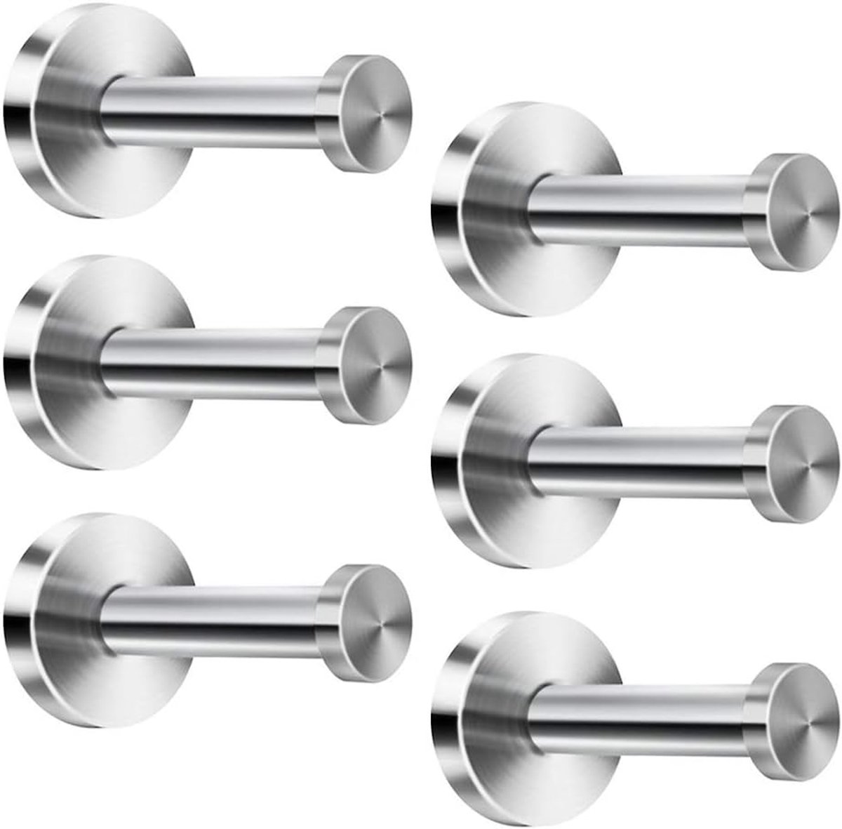 Kleverige Muur RVS Ronde Handdoekenhaak Hanger voor Keuken Badkamer (6 Pack)