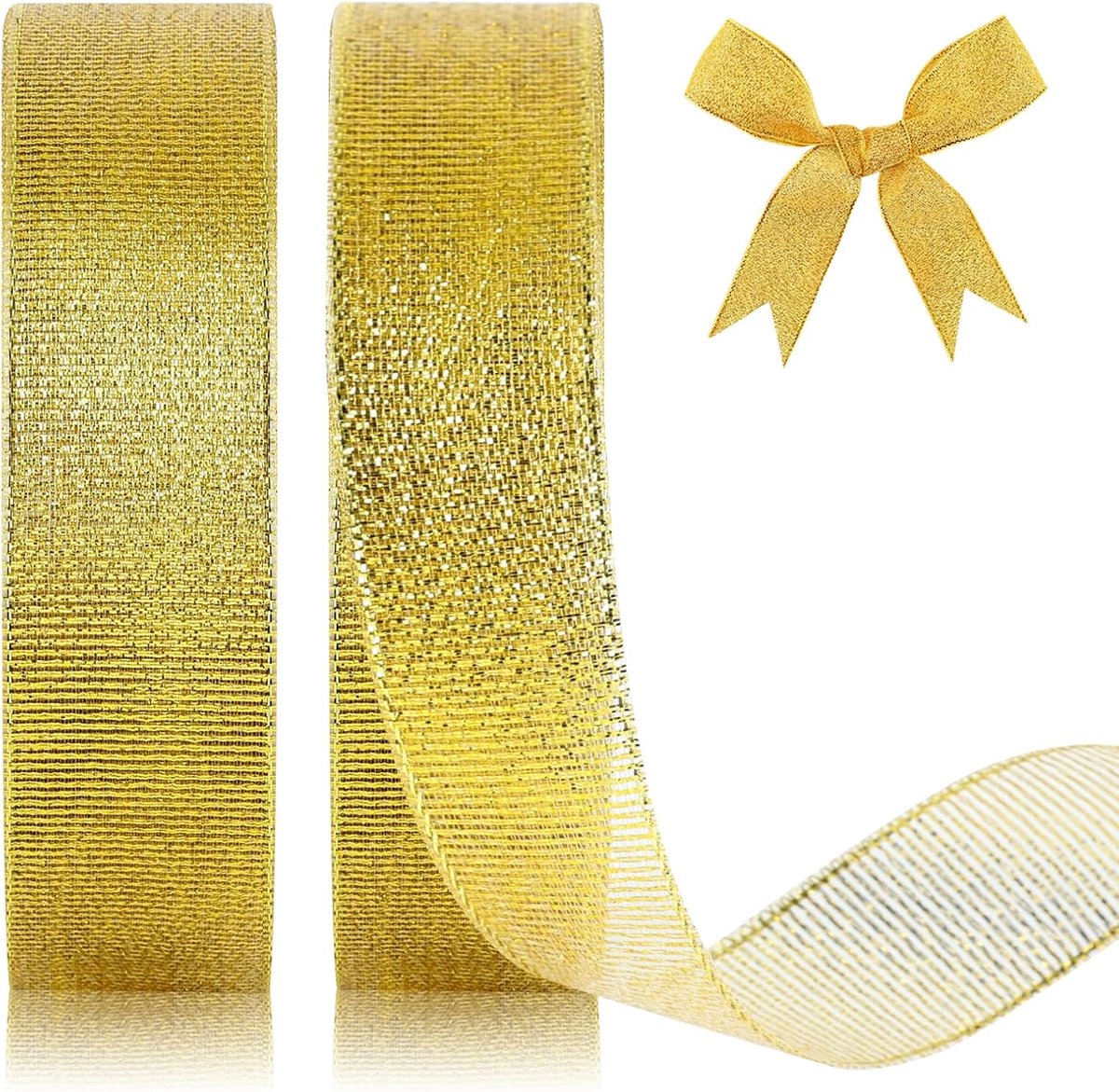 goud, 20 mm breed, 44 meter glitter cadeaulint, kerstlint voor geschenkverpakking, knutselwerk, verjaardag, doop, bruiloft