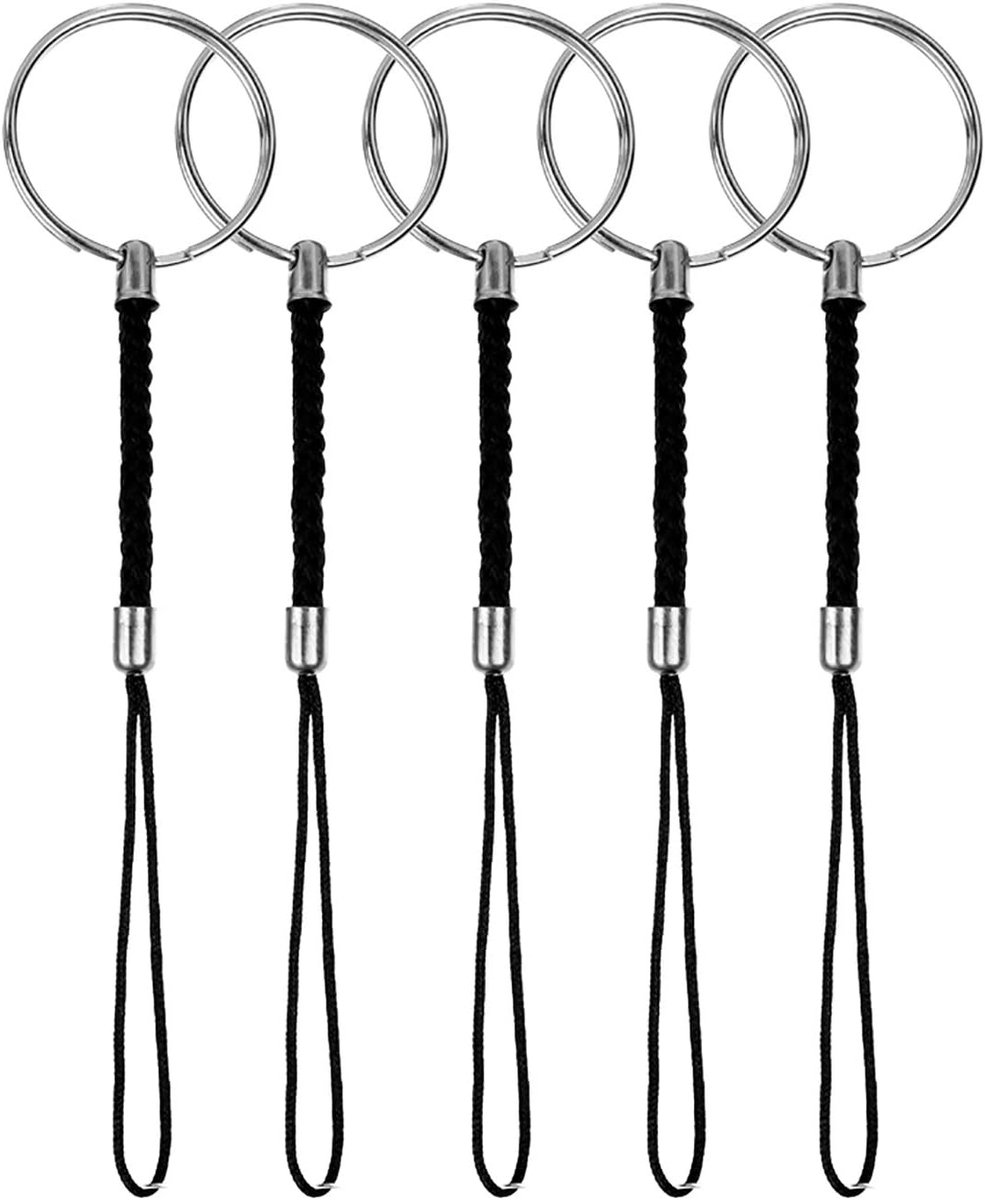 Hand Wrist Strap Lanyard for USB Flash Drive, MP3 MP4 Player Cell Phones, Key Chain Rings Rope (5 Stks Black)
