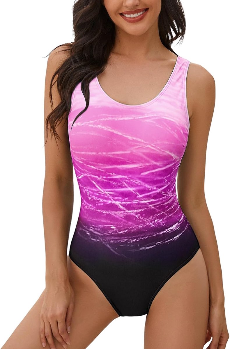 heekpek Eendelig badpak voor dames, buikweg, vrouw, badmode, sportvest, gradiënt, badpak, slimfit, strandmode, rugvrij, push-up badpak, gevoerd zwempak