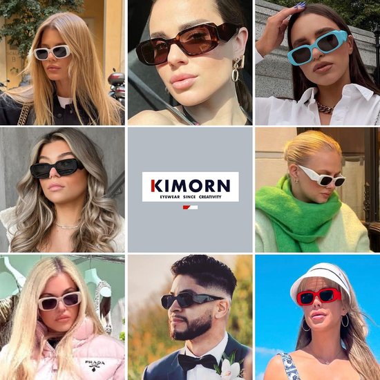 kimorn Rechthoekige zonnebril voor vrouwen mannen trendy retro trendy zonnebril 90's vintage vierkant frame — afbeelding 3