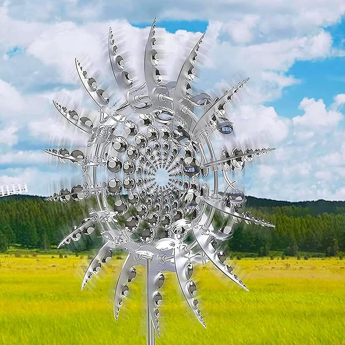 3D unieke metalen windmolen, metalen kinetische sculptuur, creatieve zonnewindklokken voor patio, gazon en tuindecoratie