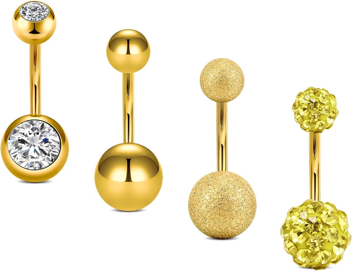 14G 6/8/10/12/14mm navelstaafjes chirurgisch staal CZ parel diamant navelpiercing navelstaafje navelpiercing sieraden voor vrouwen mannen, Metaal
