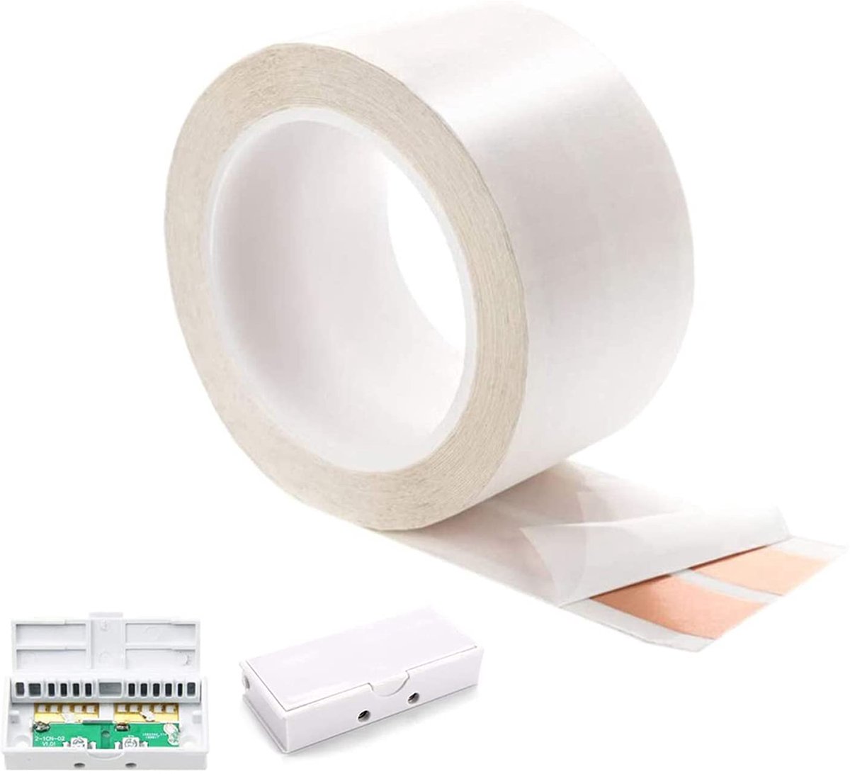 platte luidsprekerkabel, 6 cm breed x 15 m lang | Witte zelfklevende luidsprekerkabel met laag profiel, 2 zuivere koperen geleiders, doe-het-zelf audiokabel, 16 AWG