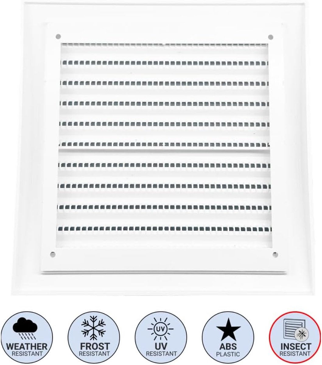 VENT Ventilatierooster, 150 x 150 mm, afvoerventilator voor badkamer, keuken, airconditioning, rooster, wandplafond, AC-ventilator, HVAC-buis, vierkante ventilatieafdekkingen met muggennet
