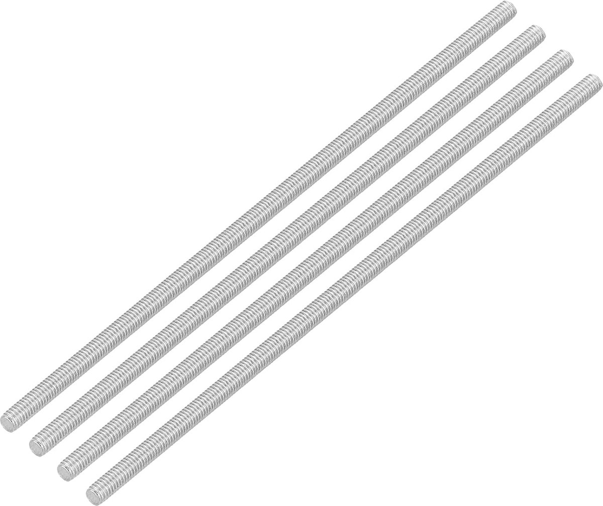 4 stuks draadstangen, M3 x 100 mm roestvrij staal 304 klinknagels stang rechtse schroefdraad M3-0.5 voor montage van meubels en machines