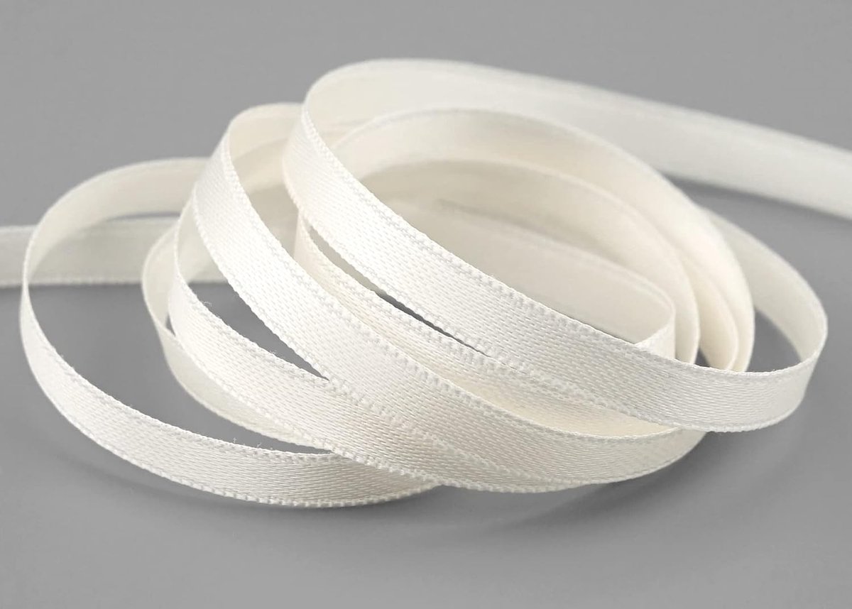 50 m x 6 mm satijnband Ivoor Melkwit (804) dubbelzijdig stropdaslint van satijn zonder draad zacht en glanzend cadeaulint decoratief lint Dubbelzijdig decoratief lint decoreren koord