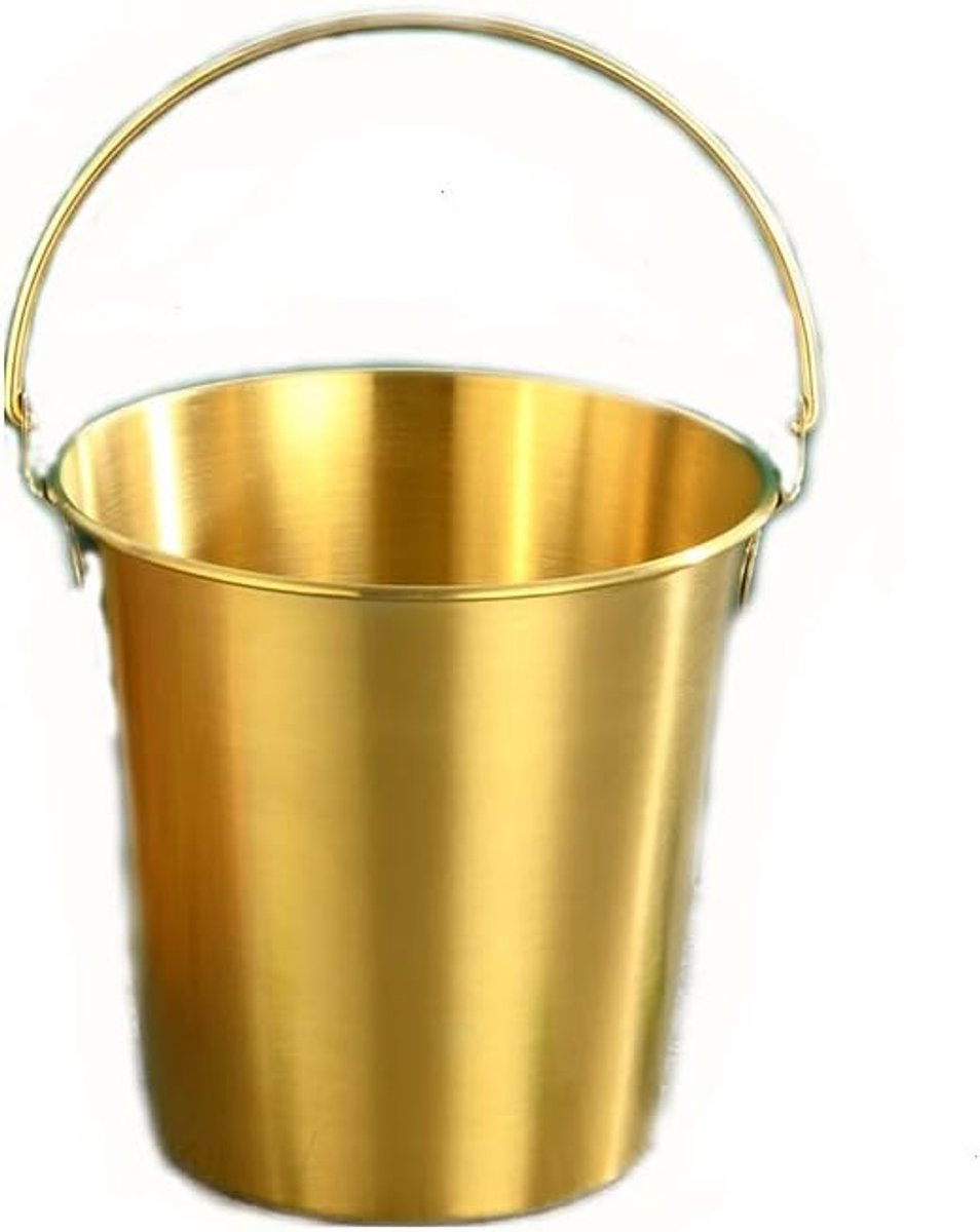 2 Draagbare Ijsemmer Rvs Champagne-Emmer,Voor Cocktailbar,Wijn,Drankjes,Feesten,Frietjes Snackemmer Gebakken Kipemmer,Goud,0.7L