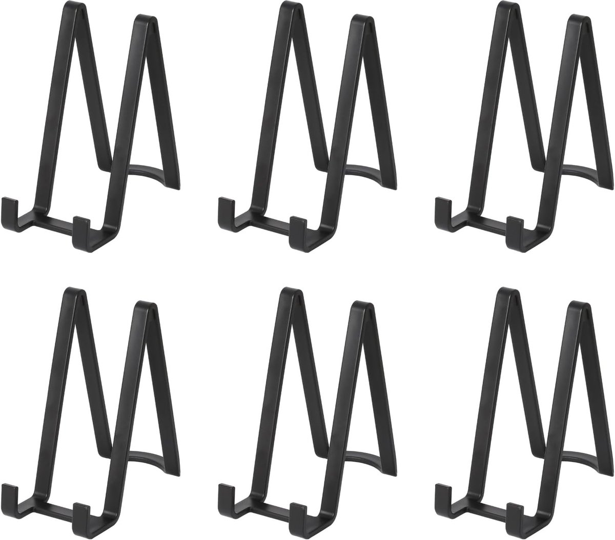ezel displaystandaards - 8-inch plastic standaard voor decoratieve borden, fotolijsten, kookboeken, tafelbladkunst - zwart (6-pack)